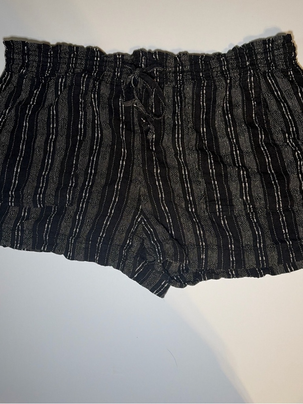 Time and Tru Black Striped High Waist Lounge Shorts
